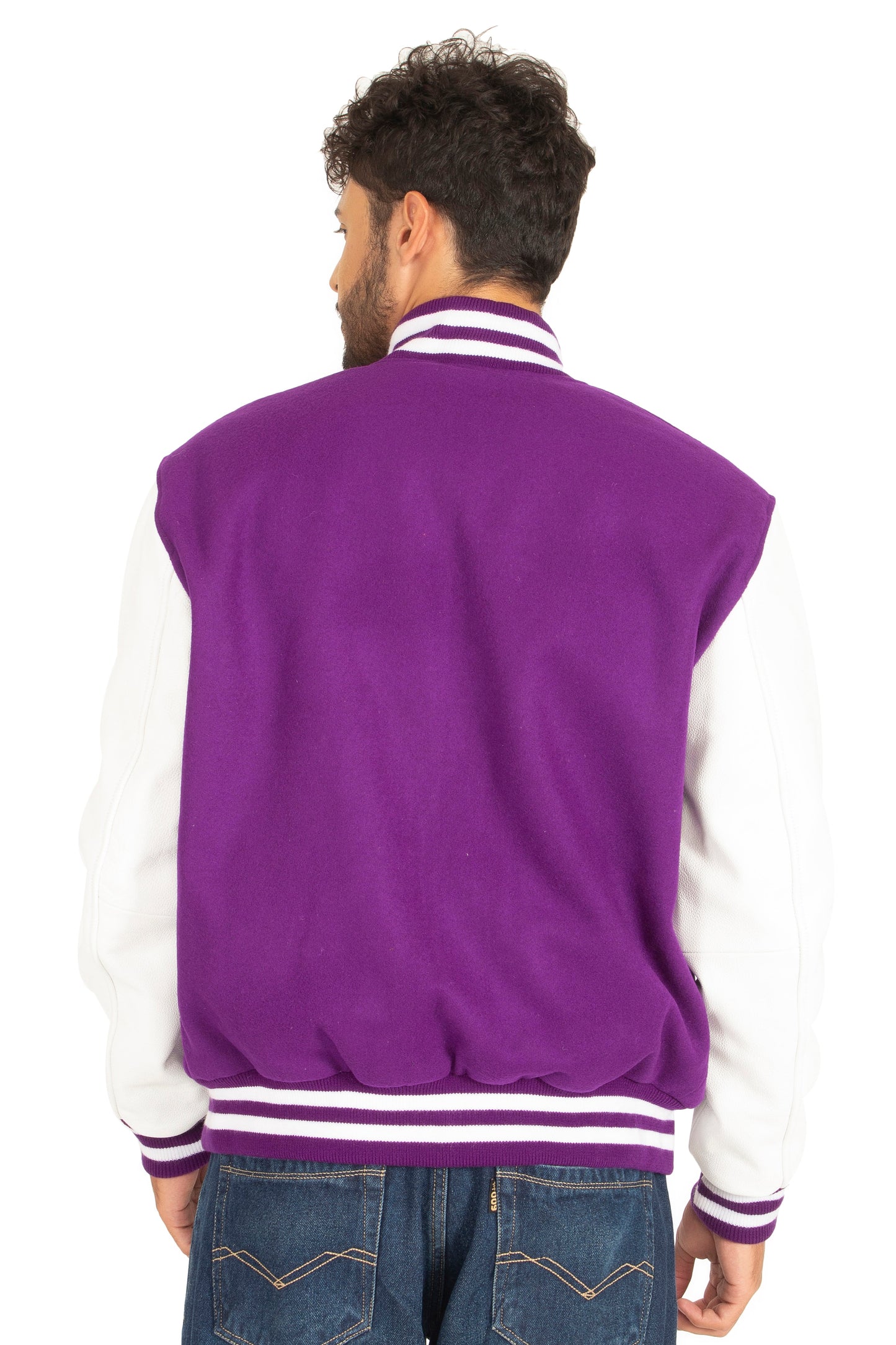 Purple White Casa Varsity Bomber Jacket