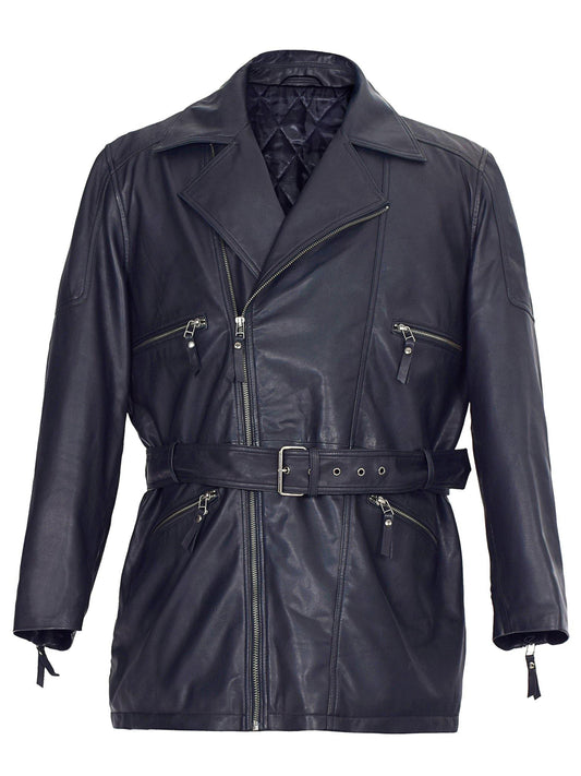 Black Lambskin Leather Coat