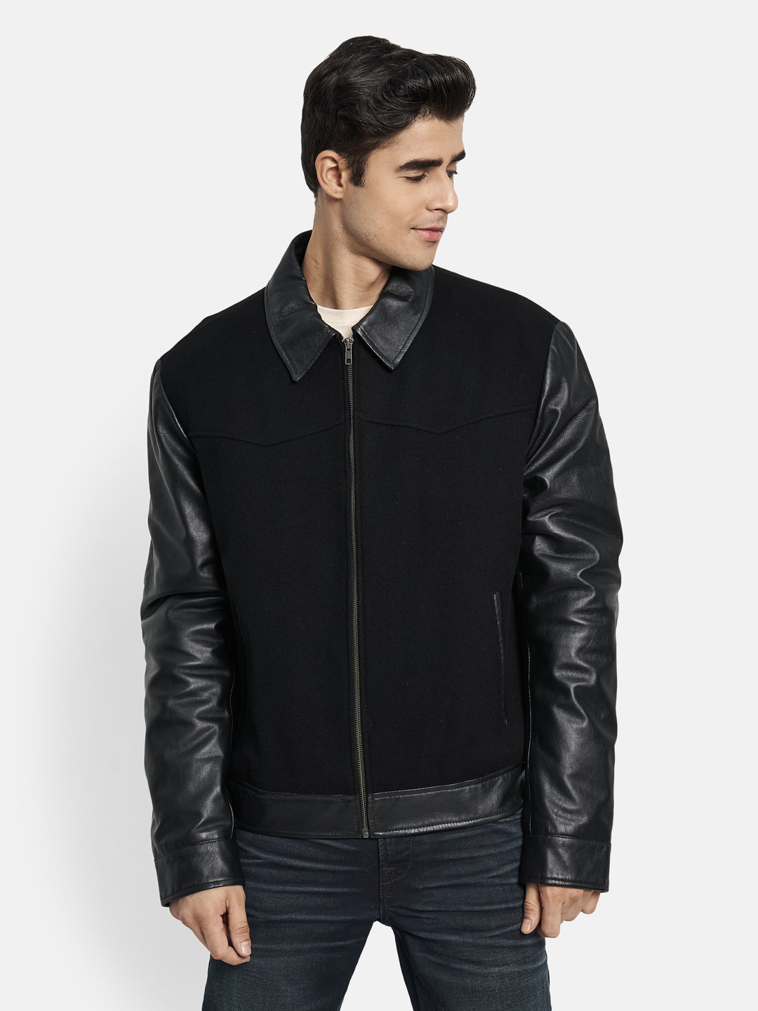RAMS Wool plus Leather Lettermen Jacket