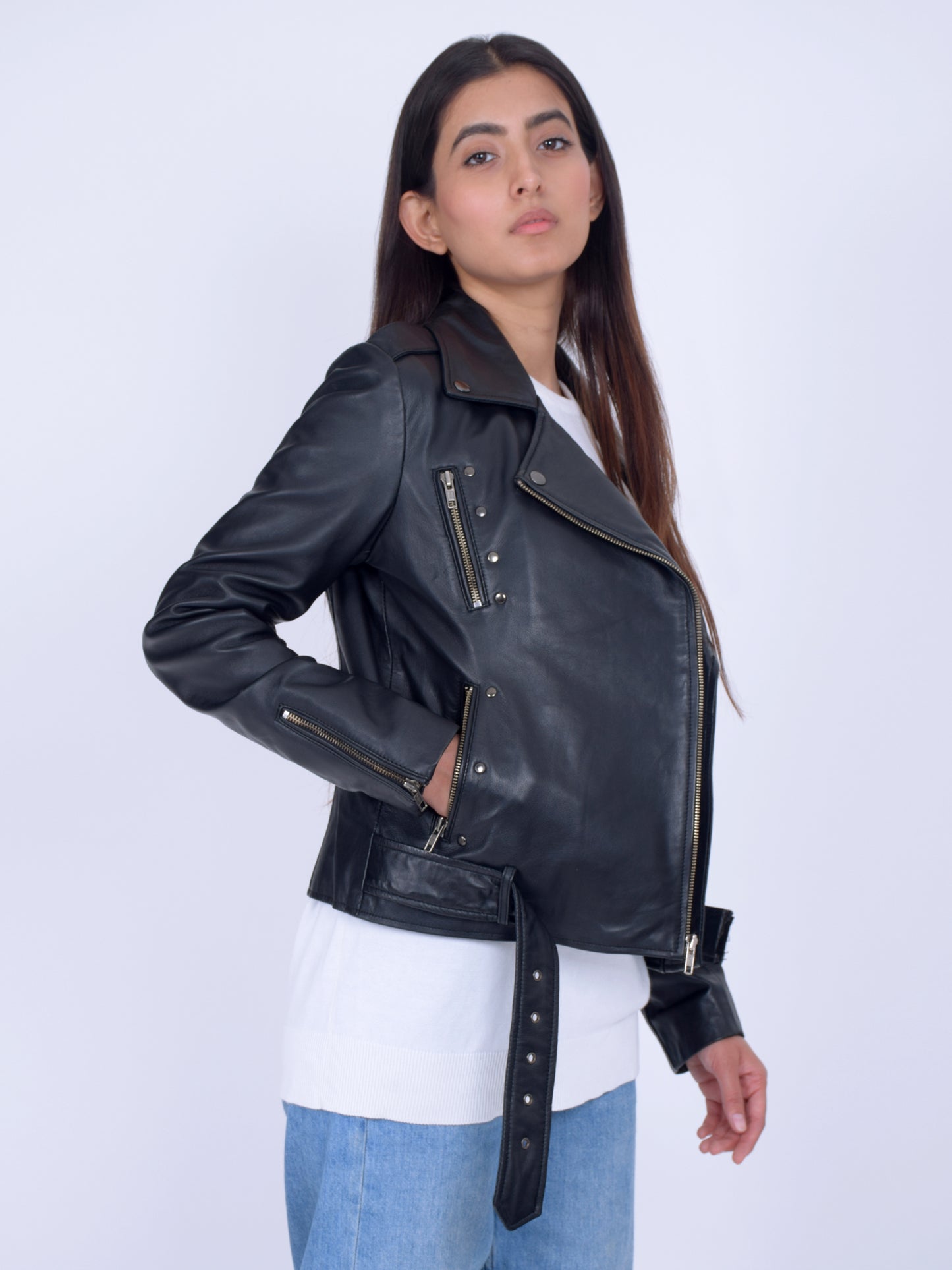 Rebellious Black Studded Biker Jacket - CASA OF K Official Online Store