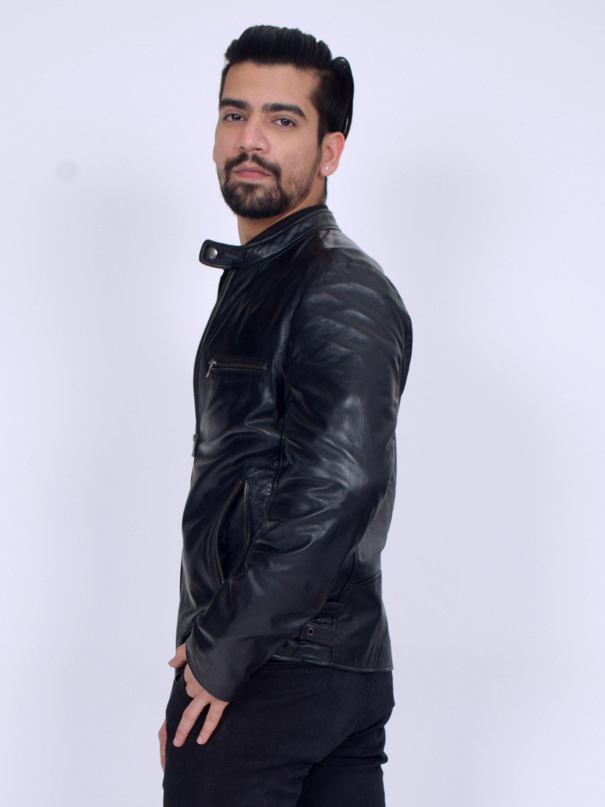 Black Classic Leather Jacket - CASA OF K Official Online Store