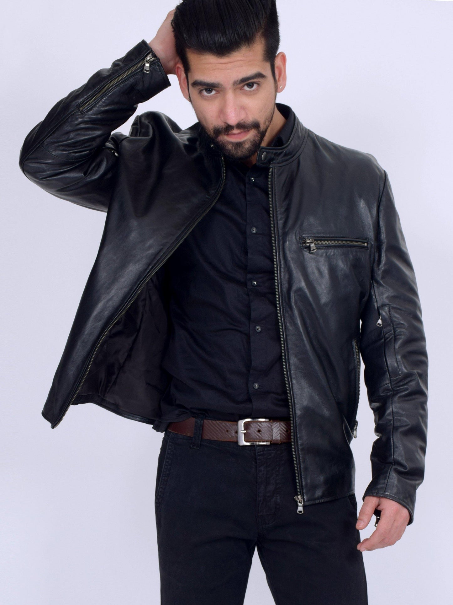 Black Classic Leather Jacket - CASA OF K Official Online Store