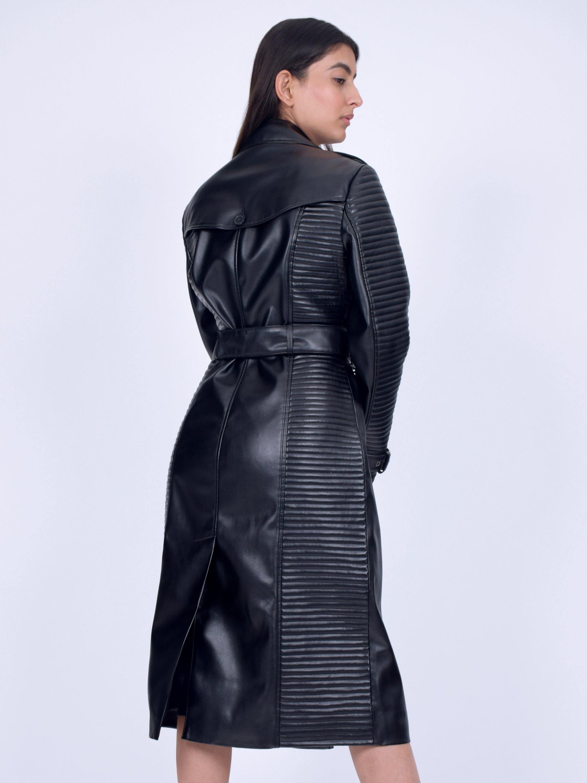 Discerning Faux Leather Trench Coat - CASA OF K Official Online Store