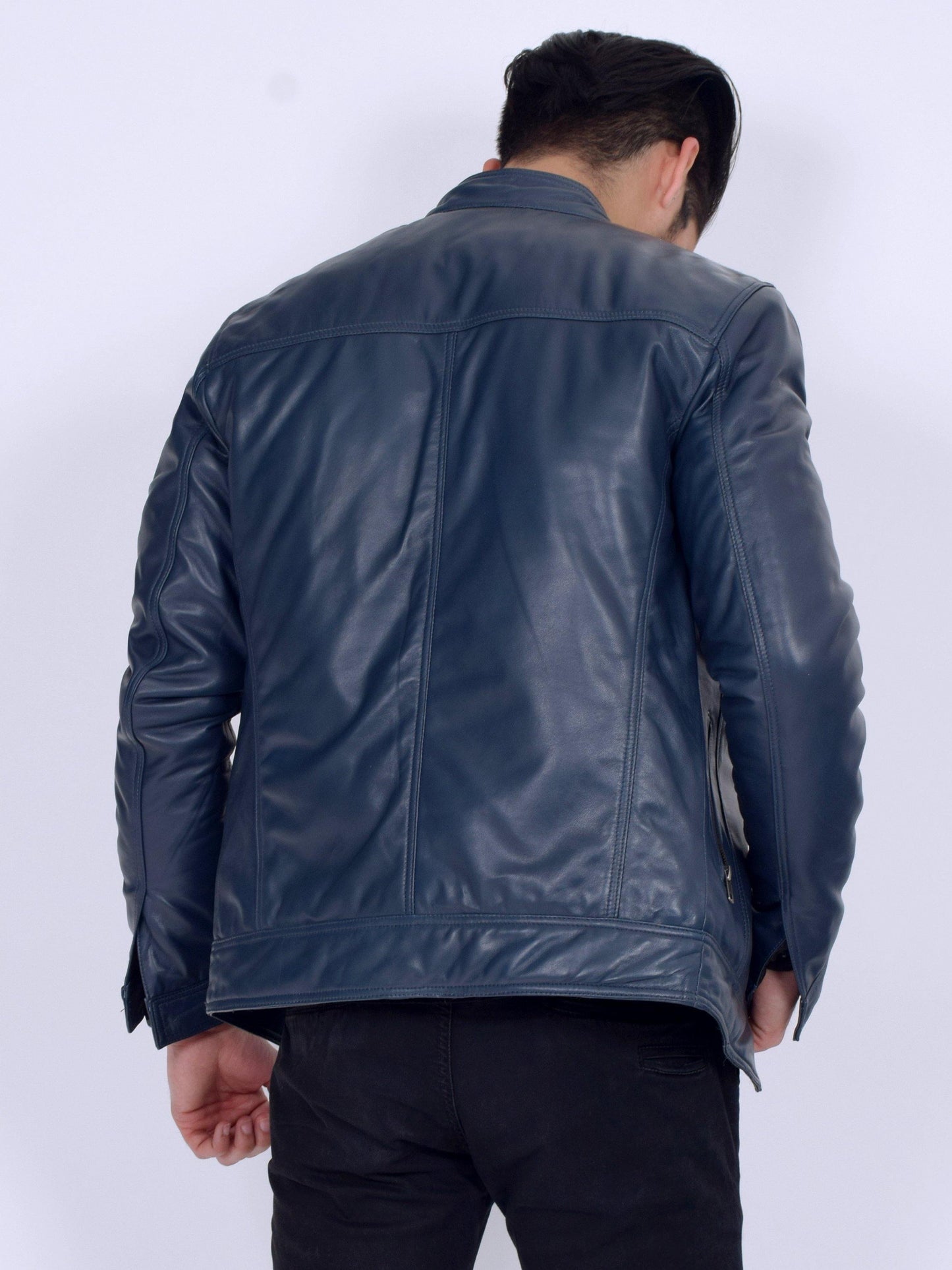 Aegean Blue Leather Jacket - CASA OF K Official Online Store