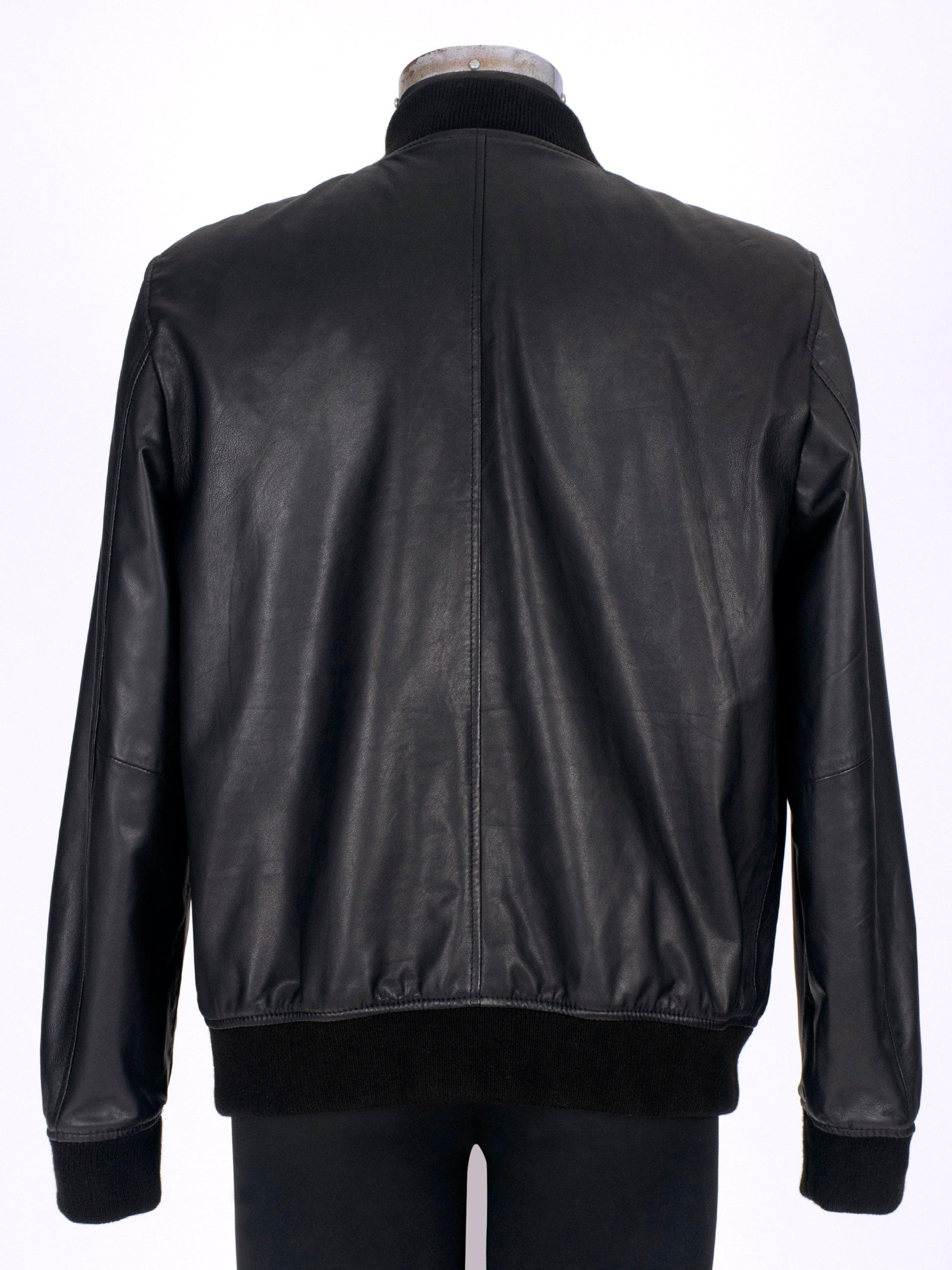 Sable Black Leather Bomber Jacket - CASA OF K Official Online Store