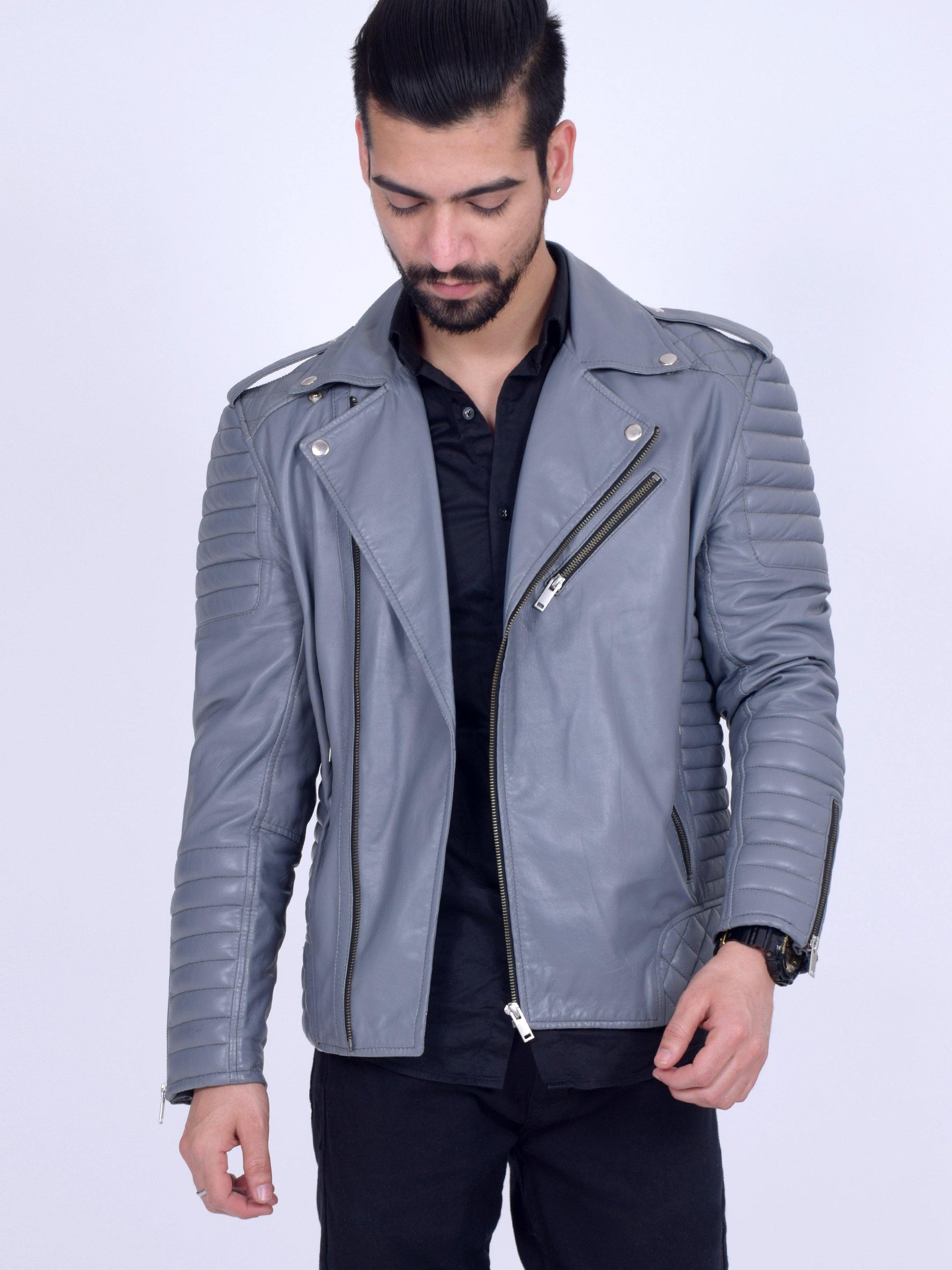 Attitude Grey Biker Jacket – CASA OF K Official Online Store