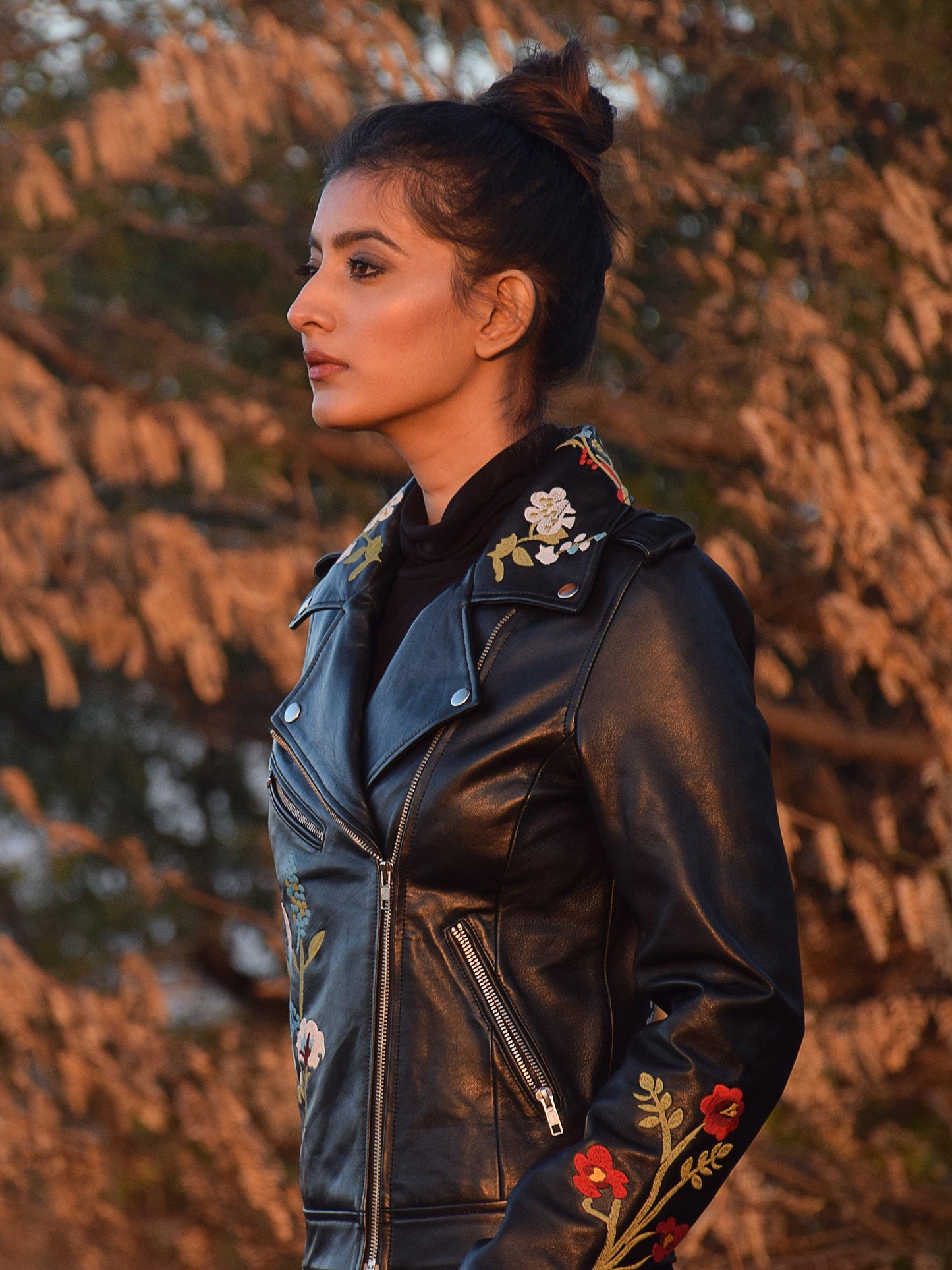 The Casa Embroidered Leather Biker Jacket - CASA OF K Official Online Store
