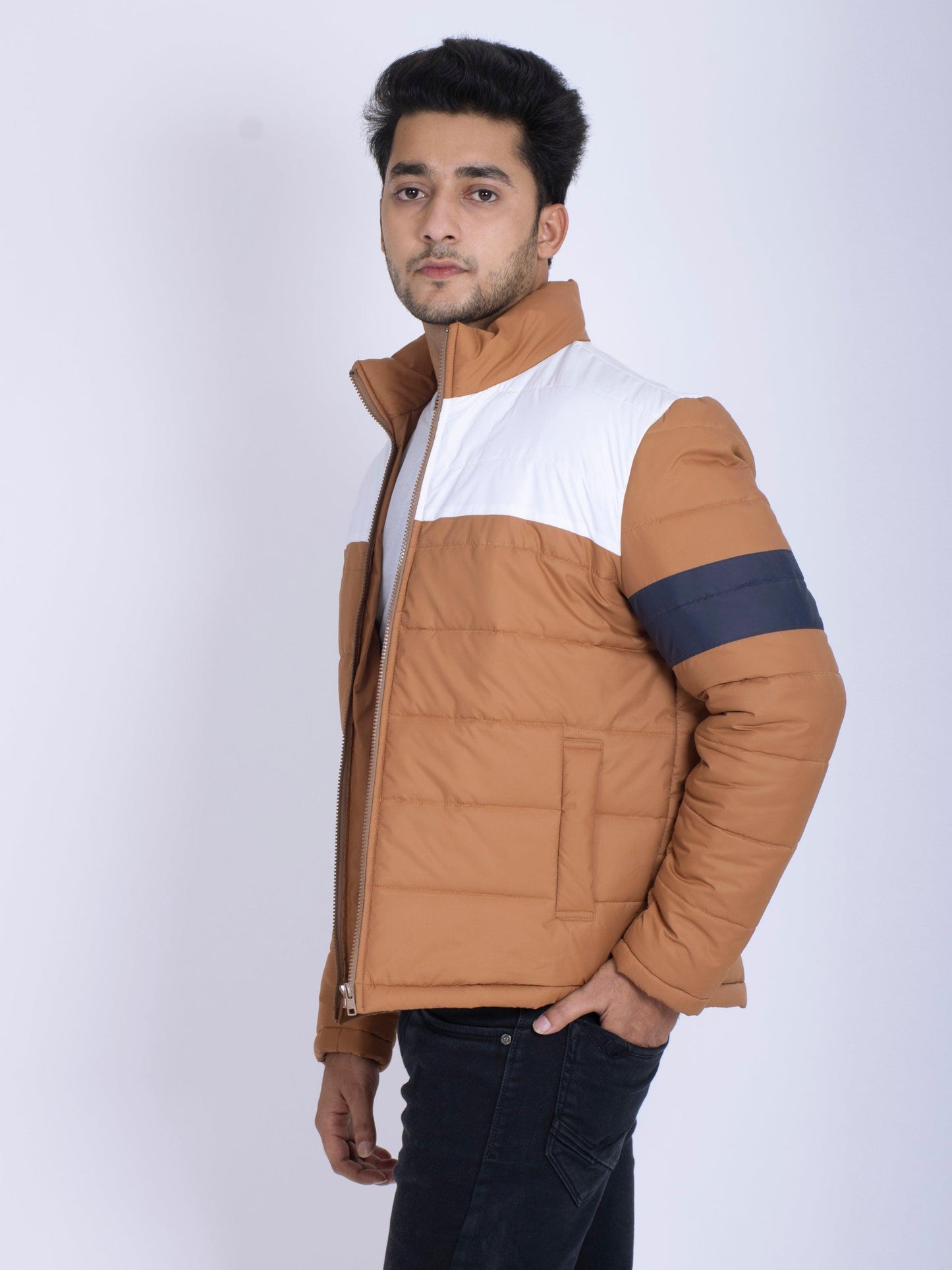Contrast Brown Puffer Jacket - CASA OF K Official Online Store