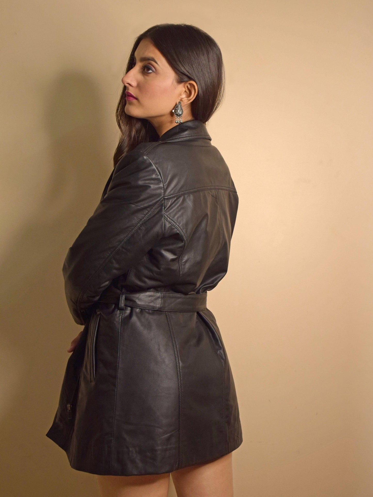 The Dreamboat Women Black Leather Trench Coat - CASA OF K Official Online Store