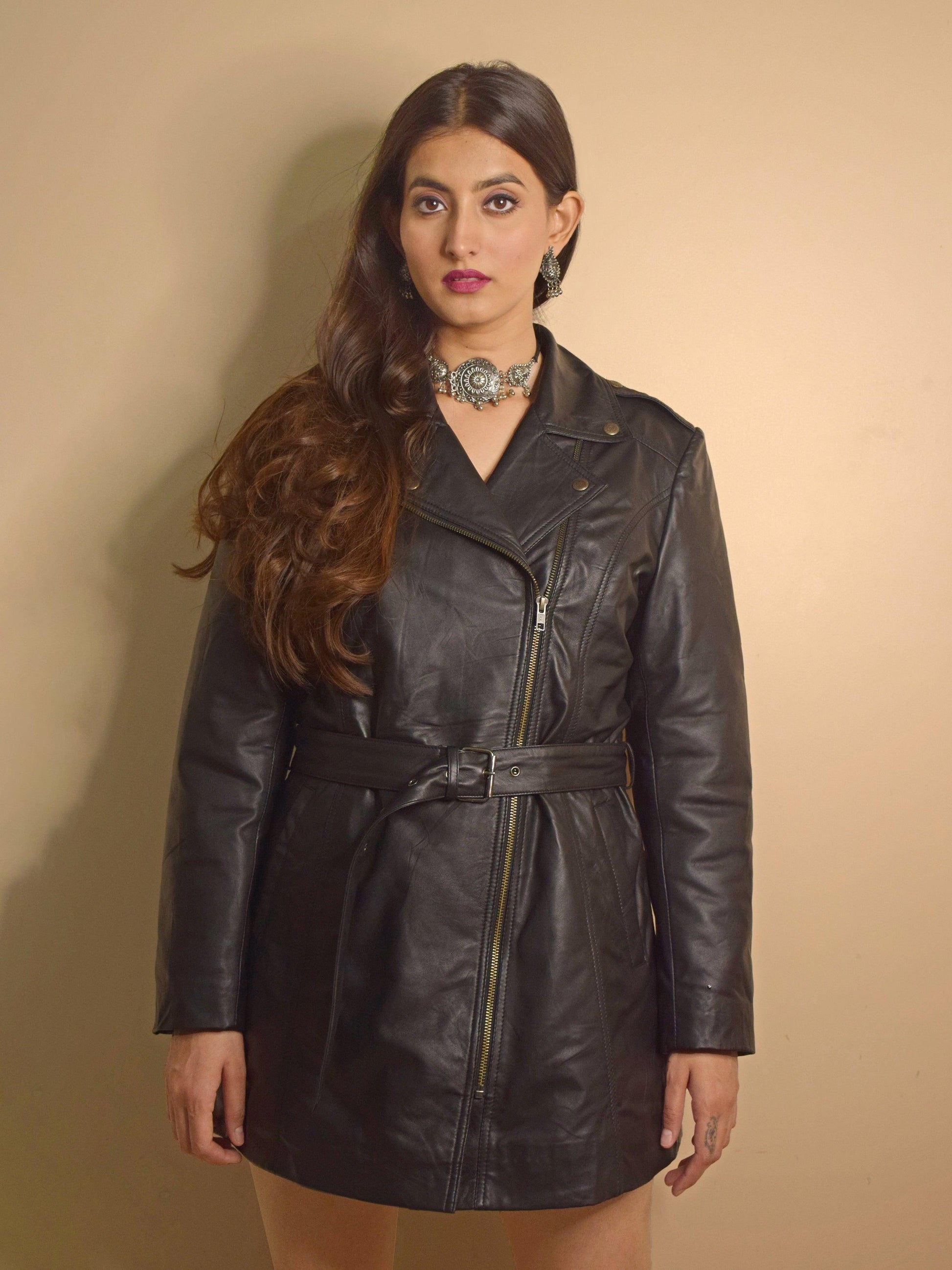 The Dreamboat Women Black Leather Trench Coat - CASA OF K Official Online Store