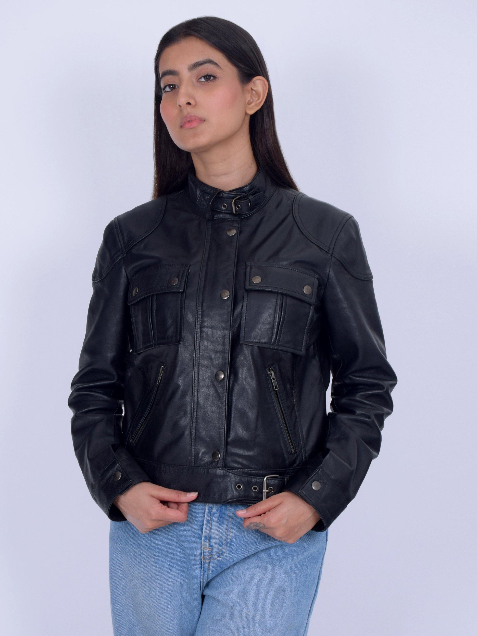 Black Leather Crop Jacket - CASA OF K Official Online Store