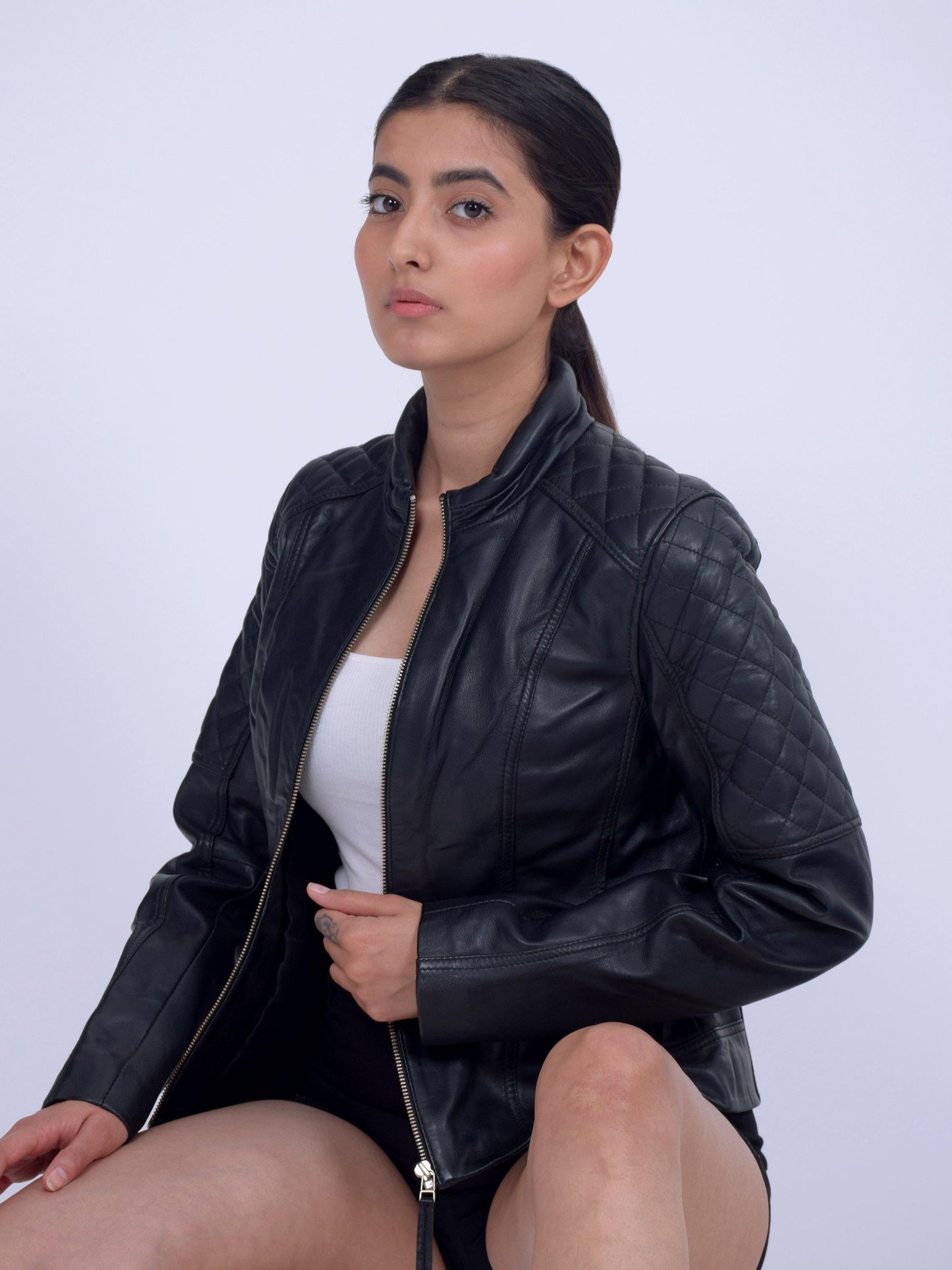 Black Quilted Leather Jacket - CASA OF K Official Online Store